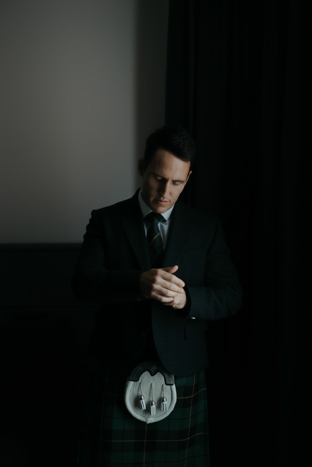 groom getting ready portrait scotland photography
