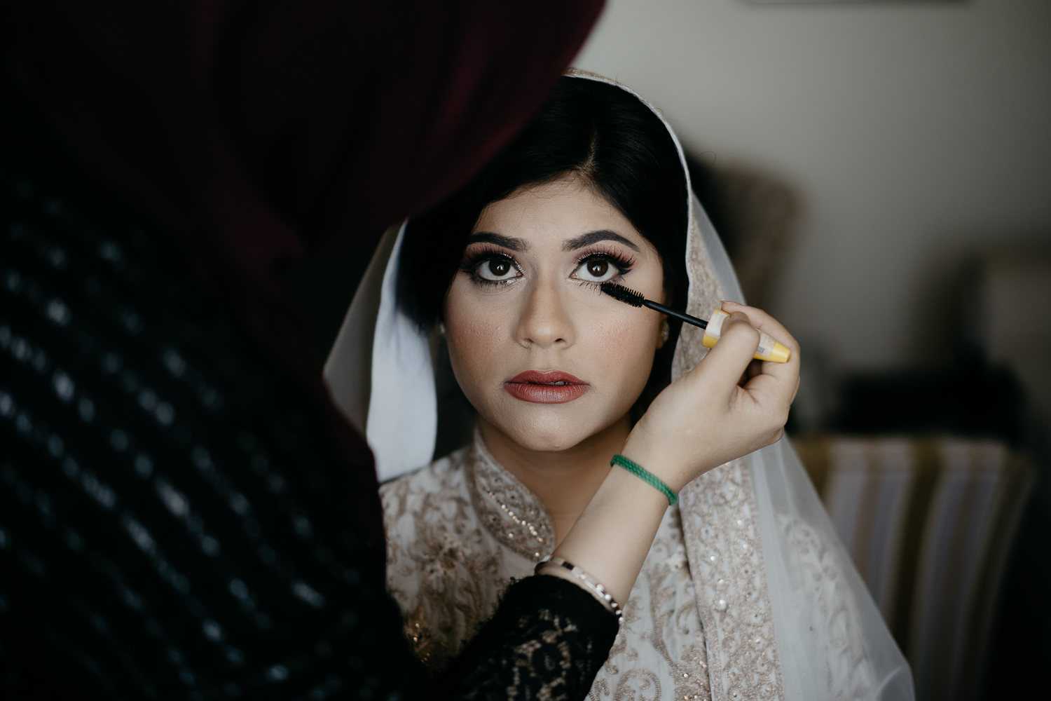 indian bride hair and makeup wedding ceremony photography